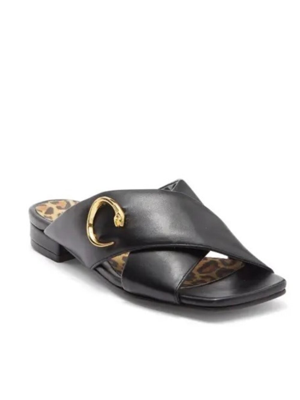 Roberto Cavalli black leather crisscross slide sandals Size 39